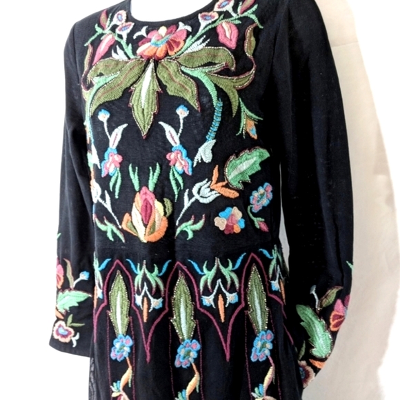 Zara Dresses Zara Knits Black Limited Edition Floral Embroidered